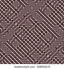 Abstract seamless vector pattern of intersecting diagonal ornaments, pattern swatch included in file; three colors.