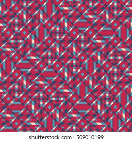 Abstract seamless vector pattern of intersecting diagonal ornaments, pattern swatch included in file; five colors.