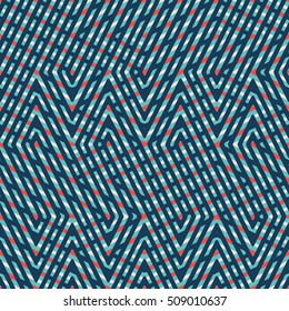 Abstract seamless vector pattern of intersecting diagonal ornaments, pattern swatch included in file; four colors.