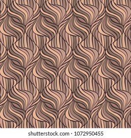 Abstract seamless vector pattern of leaves. Isolated from the brown background. Sepia