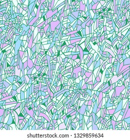 Abstract seamless vector pattern of lines and polygons. Pink, purple, blue, green colors