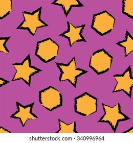 Abstract seamless vector pattern made with stars and hexagons. 