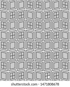 Abstract seamless vector pattern. Monochrome. Black and white, Geometric. Windows