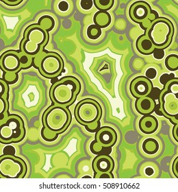 Abstract seamless vector pattern of organic ornaments, pattern swatch included.
