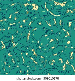 Abstract seamless vector pattern of organic ornaments, pattern swatch included.