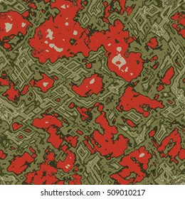 Abstract seamless vector pattern of organic ornaments, pattern swatch included.