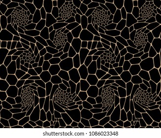 Abstract seamless vector pattern of pavement. Mosaic. Isolated from black background. Golden, isolated on the black background