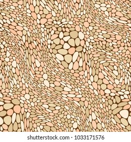 Abstract seamless vector pattern of pebbles. Mosaic. Beige color pallet. Isolated from the background
