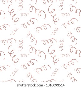 abstract seamless vector pattern, pink lines, strokes and curls  on a white background