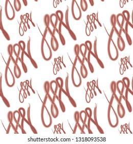 abstract seamless vector pattern, pink lines, strokes and curls  on a white background