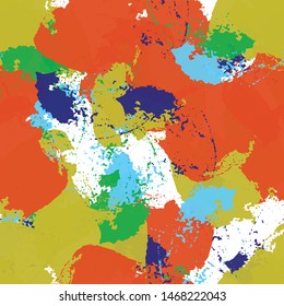 Abstract seamless vector pattern. Repetitive color texture for printing on wrapping paper. Vintage grunge surface paint smears