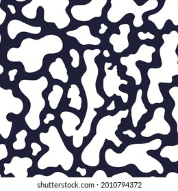 Abstract seamless vector pattern resembling natural  blob shapes. Hand drawn flat style in two contrasting colours. Suitable for textile, backgrounds, wallpaper, package and print.