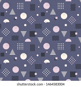 Abstract seamless vector pattern from simple geometric shapes. Memphis style graphic background. 