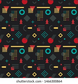 Abstract seamless vector pattern from simple geometric shapes. Memphis style graphic background.