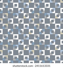 Abstract seamless vector pattern with simple geometric tiles in neutral colours on grey. Modern monochrome background for fashion, interior design and wallpaper.