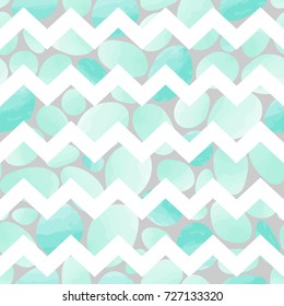 Abstract seamless vector pattern with stones and chevron.