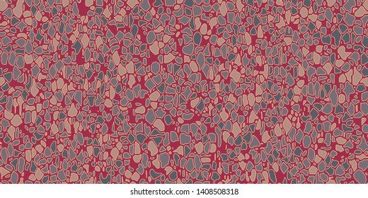 Abstract seamless vector pattern. Surface with cracks. Old stone wall. Pealing paint. Red, beige, dark green. Isolated background