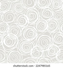 Abstract seamless vector pattern with swirls. Circles doodle grunge seamless pattern on beige background.