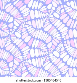 Abstract seamless vector pattern texture. Leaves, Cracks, graphic. Isolated background. Blue, pink purple, white colors
