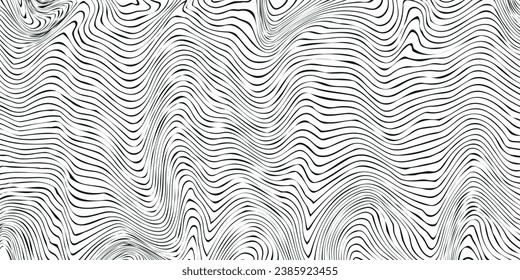 Abstract seamless vector pattern. Waves. Lines. Distorted