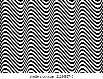 Abstract seamless vector pattern of waving lines. Motion, water, ripples, drapes. Black and white. Isolated