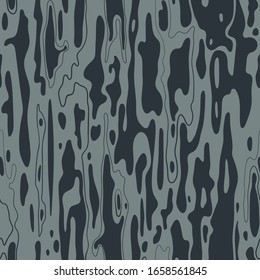 Abstract Seamless Vector Pattern.  Wood Tree Bark, Ripples, Camouflage. Bluish Gray Tones. Isolated Background