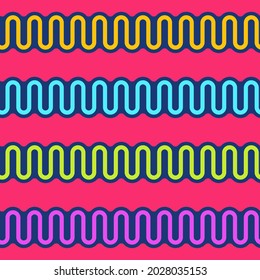 Abstract seamless vector pattern. Zigzag lines on red background. Geometric texture. Color background.