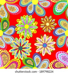 Abstract seamless vector texture with bright flowers. eps 8 
