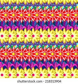 Abstract seamless vector texture with bright flowers. Seamless texture for your design wallpapers, pattern fills, web page backgrounds, surface textures. 