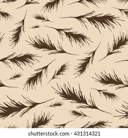 Abstract seamless vector texture of nature. Grass, algae, or branch, painted by hand.
