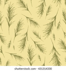 Abstract seamless vector texture of nature. Grass, algae, or branch, painted by hand.