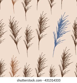 Abstract seamless vector texture of nature. Grass, algae, or branch, painted by hand.
