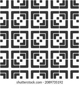 Abstract seamless vector tiled squares pattern. Geometric shapes ornament. Repeating tiles, filled shapes. Black and white vector background.