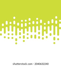 Abstract seamless vector transition of two colors. Rounded lines blended in. Pattern of white and lime lines. Looks like dipping paint or rain. Vector illustration on lime background
