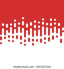 Abstract seamless vector transition of two colors. Rounded lines blended in. Pattern of white and red lines. Looks like dipping paint or rain. Vector illustration on red background
