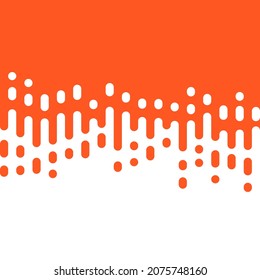 Abstract seamless vector transition of two colors. Rounded lines blended in. Pattern of white and deep orange lines. Looks like dipping paint or rain. Vector illustration on deep orange background