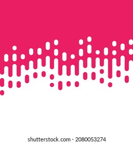 Abstract seamless vector transition of two colors. Rounded lines blended in. Pattern of white and pink lines. Looks like dipping paint or rain. Vector illustration on pink background