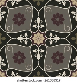 Abstract seamless vintage flower vector pattern.