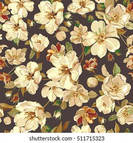 Abstract seamless vintage pattern of cherry