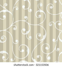 Abstract seamless vintage pattern with vertical stripes and floral patterns. It can be used for wrapping paper, scrapbooking, wallpapers, textiles, wedding invitations. Vector illustration.