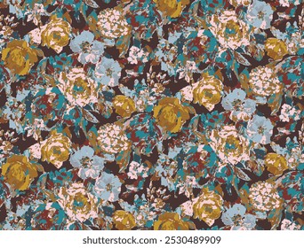 abstrato sem costura aquarela floral botânico e folhas padrão em fundo branco. Padrão de tecido floral solto vintage. ilustração vetorial. design para papel de parede, papel de embalagem, tecido, impressão de moda.