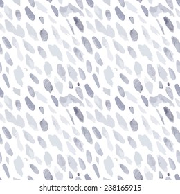 Abstract seamless watercolor pattern. Hand painted dynamic vector background in grey and white colors. Motion, stream, rain drops, paving stone, cobblestone, blots, strokes and animal pattern