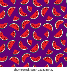 Abstract seamless watermelon pattern for girls or boys. Creative vector background with watermelon,black seed. Funny wallpaper for textile and fabric. Fashion watermelon style. Colorful bright picture