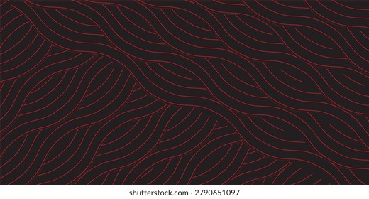 Abstract seamless wave line pattern with flowing curved stripes on dark background, creating a modern and elegant decorative design.