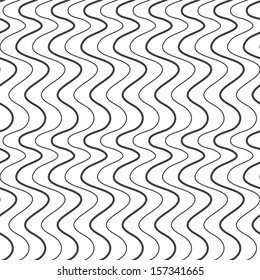Abstract seamless wave lines monochrome pattern. Vector illustration. Black and white colors. Modern stylish texture. Repeating simple geometric background.