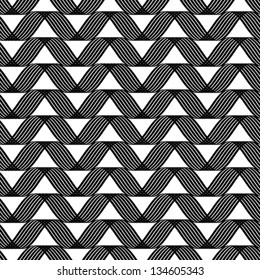 Abstract seamless wave pattern.Vector illustration. Black and white texture.