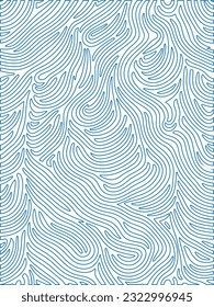 Abstract Seamless Wave Zebra Pattern Background, Colorful Blue Wavy Stripe Texture Vector Illustration