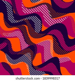 Abstract seamless waves geometric pattern. Geometrical textured print