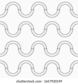 Abstract seamless waving pattern, isolated on white background. Repeating geometric smooth shapes, ornament, arcs. Modern stylish texture. Vector monochrome background.