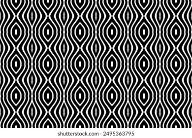 Líneas onduladas Abstractas sin costura Patrón blanco y negro. Arte vectorial.